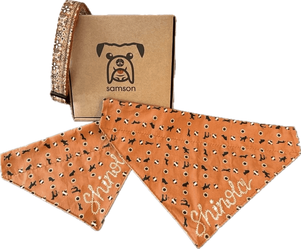 Samson branded box with custom-embroidered bandanas